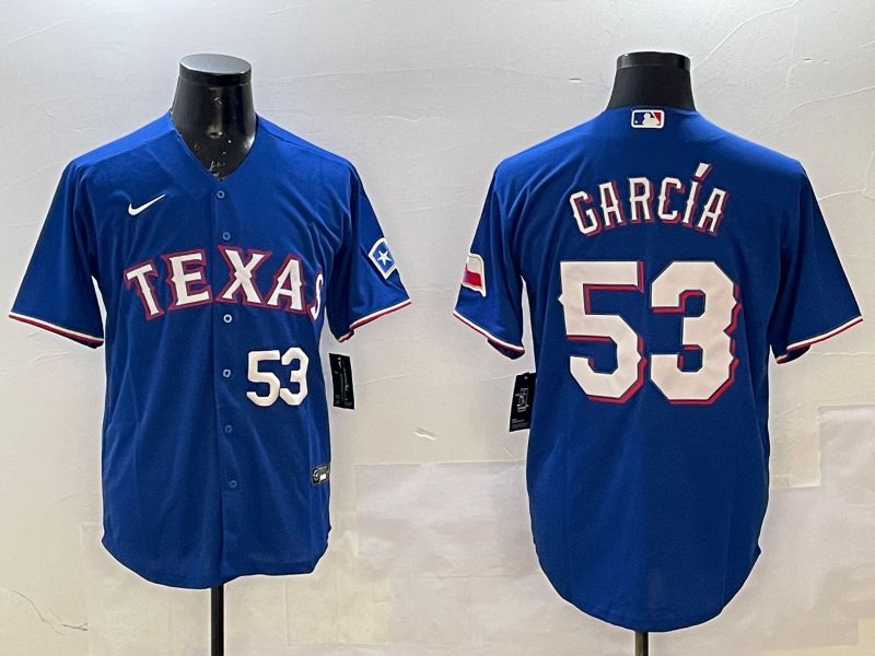 Men Texas Rangers #53 Garcia Blue Game 2025 Nike MLB Jersey style 3